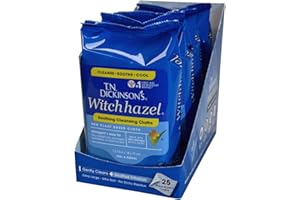 T.N. Dickinson's Witch Hazel Soothing MultiUse Cleansing Cloth, 4 Pack, 25 Cloths Per Pack,white