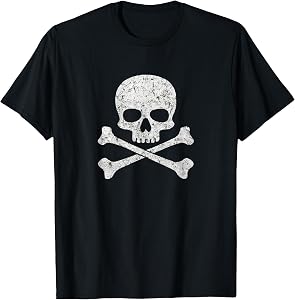 Skull Crossbones Halloween Skeleton Jolly Roger Boys Girls T-Shirt