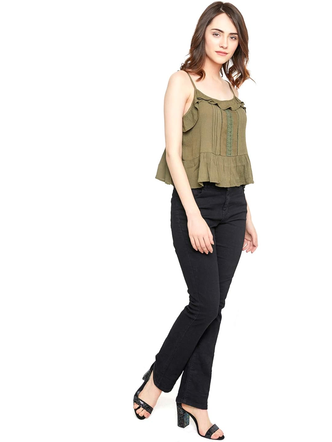olive green peplum top