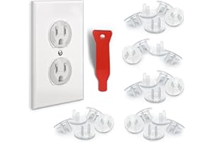 BABY PROOF ME 24 Pack Outlet Covers & Removal Tool Baby Proofing, Provide Shock Prevention and Easy Installation, Safe and Secure Plastic Plug Covers for Power Sockets (24 Outlet Covers)