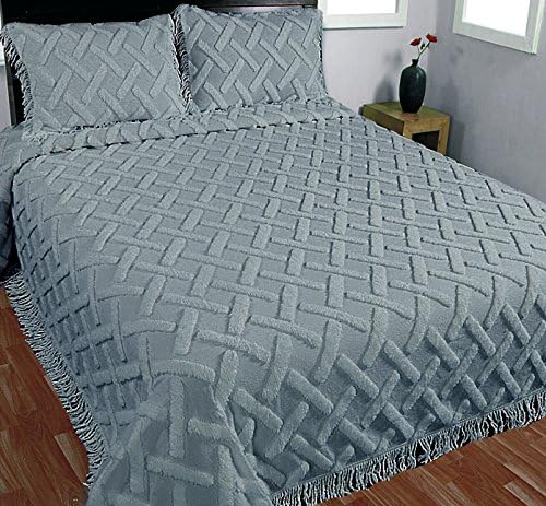 Blue Trellis Pattern Chenille Standard Pillow Sham - Clearance Sale