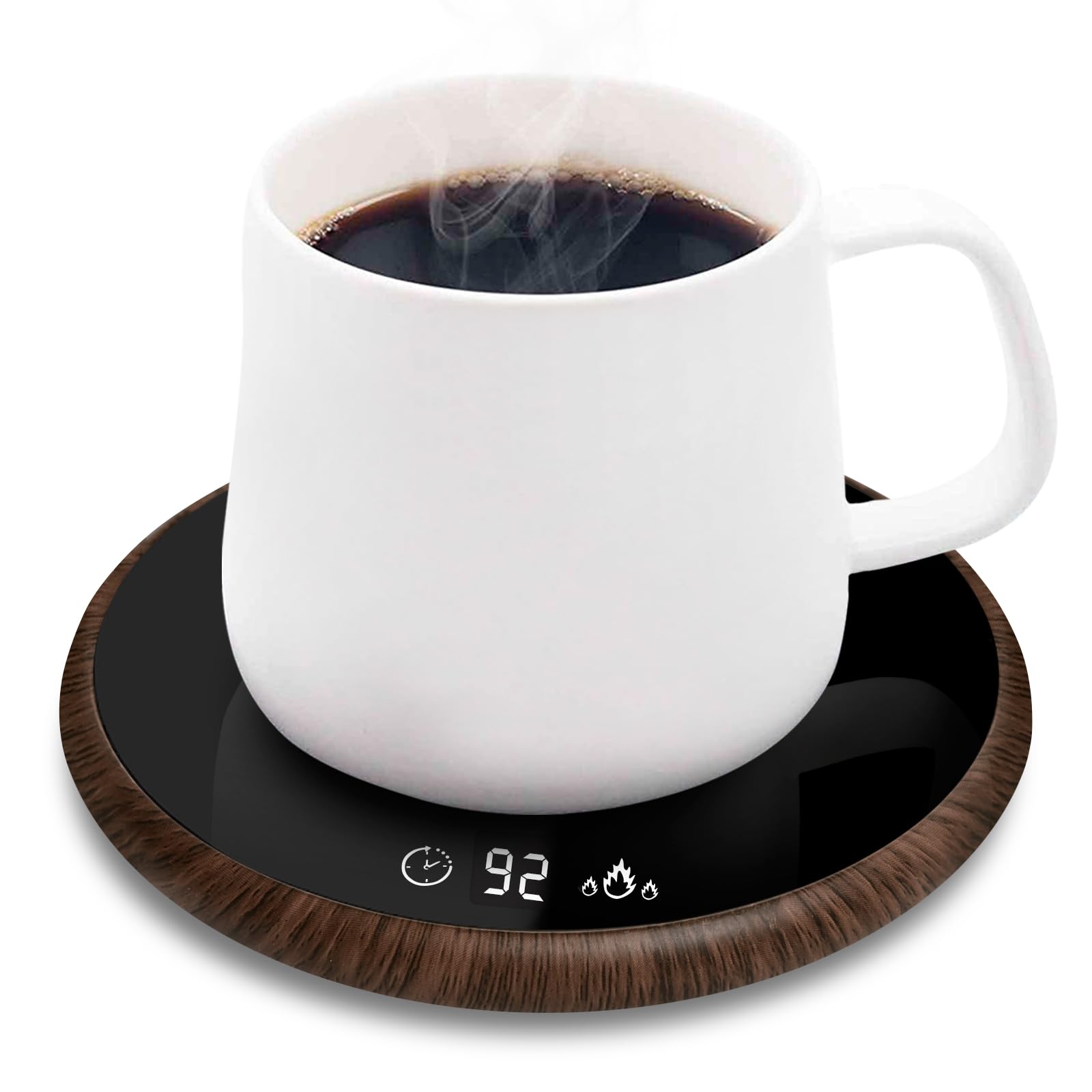 Coffee Mug Warmer, Electric Smart Beverage Mug Warmer Cup Warmer with Touch Tech & LED Backlit Display, Coffee Warmer for Home Office Coffee Mug, with Two Temperature Settings (Deep wood grain)