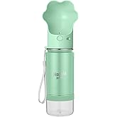 Waggle Bottle Stainless Steel Dog Travel Water Bottle, Vacuum Insulated Portable Dog Water Dispenser, Drink Cup and Snack Container On The Go, Outdoor Walking, Hiking, Travel (Mint)