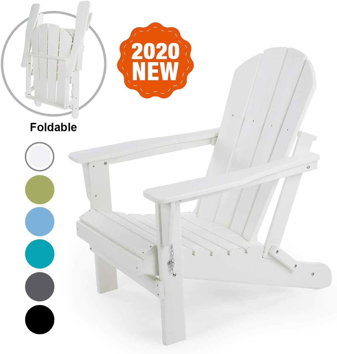 LAYRIAR HDPE Classic Outdoor Adirondack Chair for Patio Deck Garden,Backyard & Lawn Furniture,White