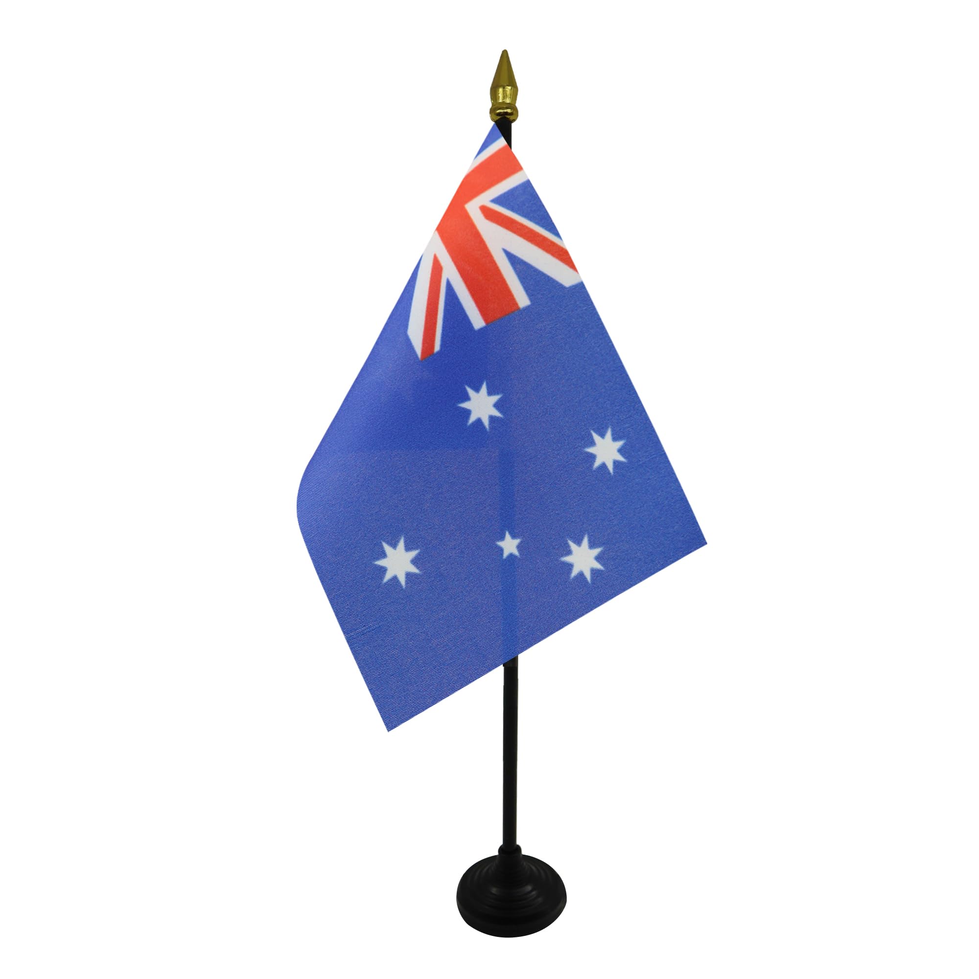 AZ FLAG - Australia Table Flag 4'' x 6'' - Australian Mini Desk Flag 100% Polyester 15 x 10 cm - Office Mini Banner with 10'' Pole - Golden Spear