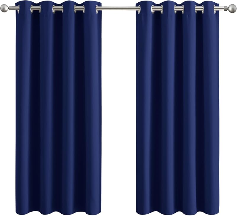 Aspire Homeware Blackout Curtains Navy 66x54 Eyelet Thermal Pair