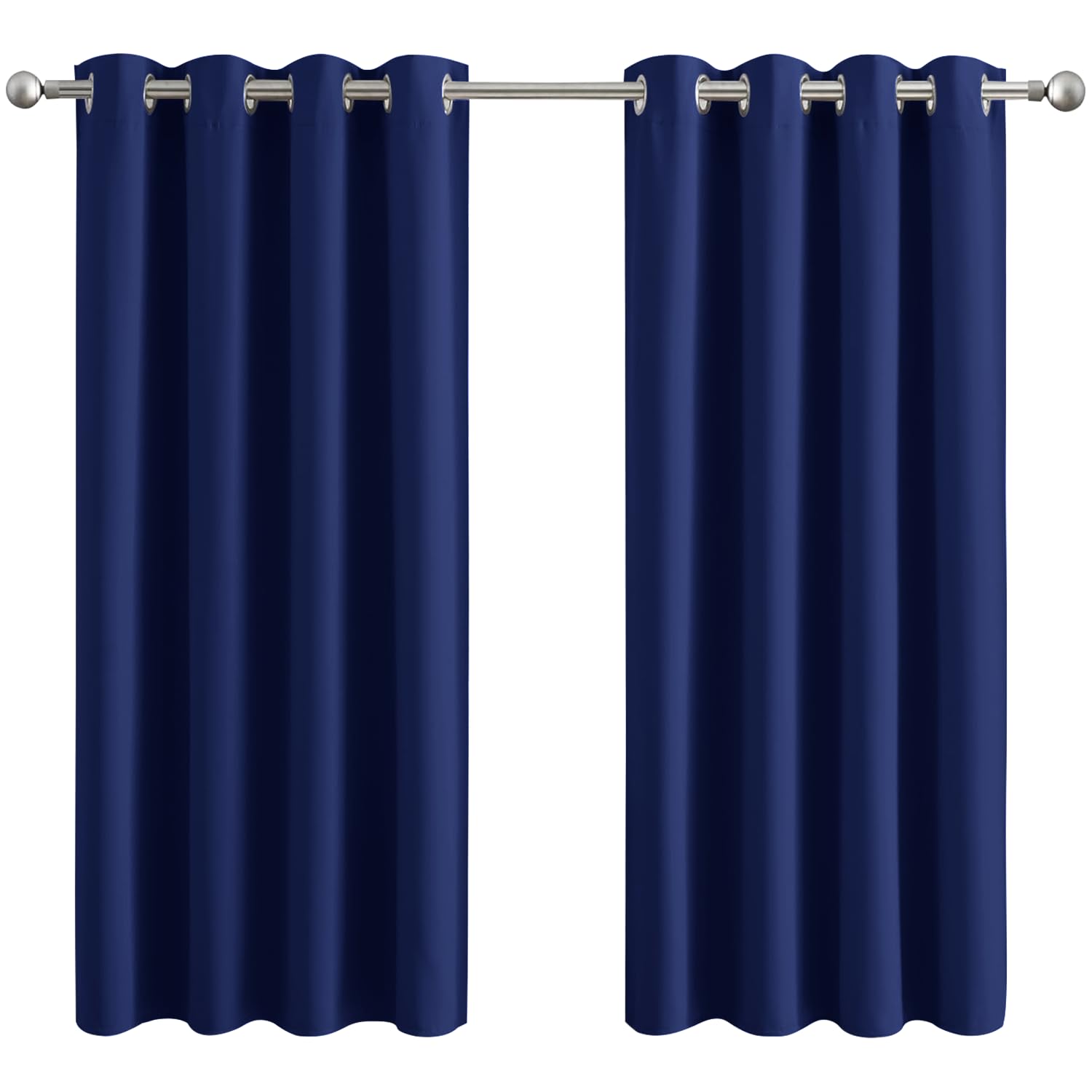 Aspire Homeware Blackout Curtains for Living Room - Eyelet Curtains Bedroom 66x54 inch Drop Thermal Insulated Super Soft Black Out Window Curtain with Tiebacks Pair Panel - Navy