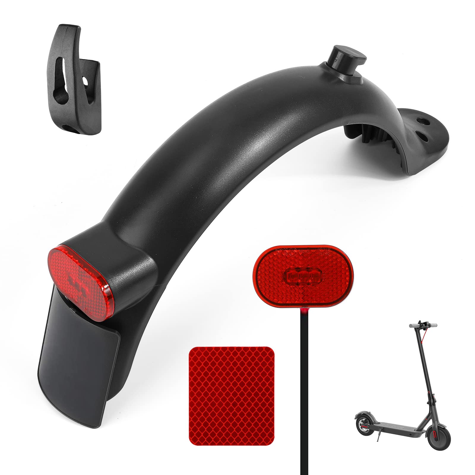 TAGVO Scooter Rear Fender, Rear Fender Bracket & Tail Light &Rear Mudguard &License&Front Hook &Reflective Strap for Xiaomi M365 / M365 Pro/ M365 Pro 2 /1S Electric Scooter Replacement Accessory