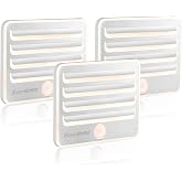 EverBrite 3-Pack Motion Sensor Night Lights, Soft Warm White LED Lights | 9 AA Batteries Included, Battery Powered Night Light for Bedrooms, Bathroom, Stairs, and Closet