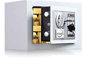 TENAMIC Electronic Digital Security Keypad Lock Box - 0.23 Cubic Feet Mini Safe for Office, Hotel, Home - White