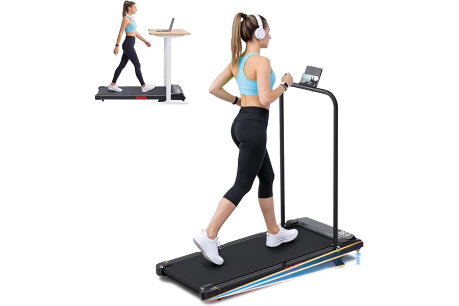 UYOGA Portable Walking Pad Treadmill with Incline, 3.0HP Mini Electric Treadmills for Home Small, 0.6-7.6MPH Small Walking Pad with Handle Bar, Treadmills for Exercising with 350 lb Capacity