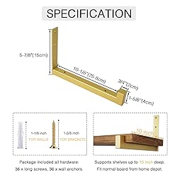 OVOV 6 Pack Heavy Duty Shelf Brackets Wall Mounted
