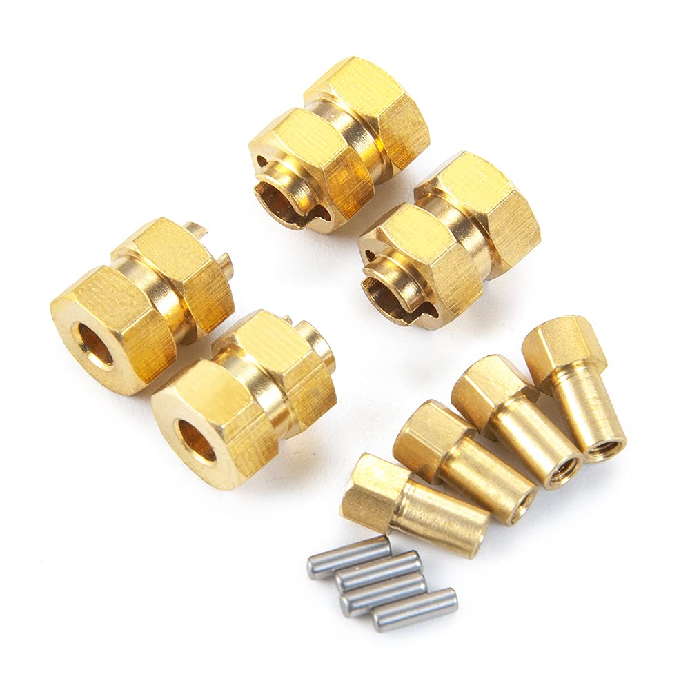 ZuoLan Brass 7mm Wheels Hex Hub +4mm Extension Hex Drive Adapter for 1/24th Axial SCX24 Deadbolt Bronco Gladiator RC Crawler Car Upgrades Accessories