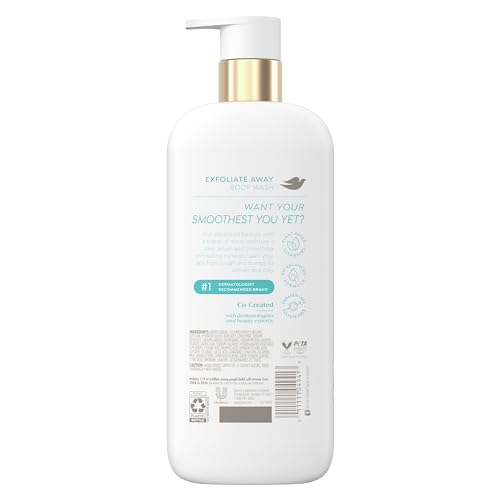 DOVE BODY WASH EXFOLIATE AWAY MICRO-POLISHES FOR SILKIER SKIN 4% REFINING SERUM WITH AHA 18.5 OZ