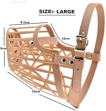 Pet World Adjustable Muzzle Cum Mouth Cover/Basket Cage Collar for Extra Care for Dog (Multicolor, Large)