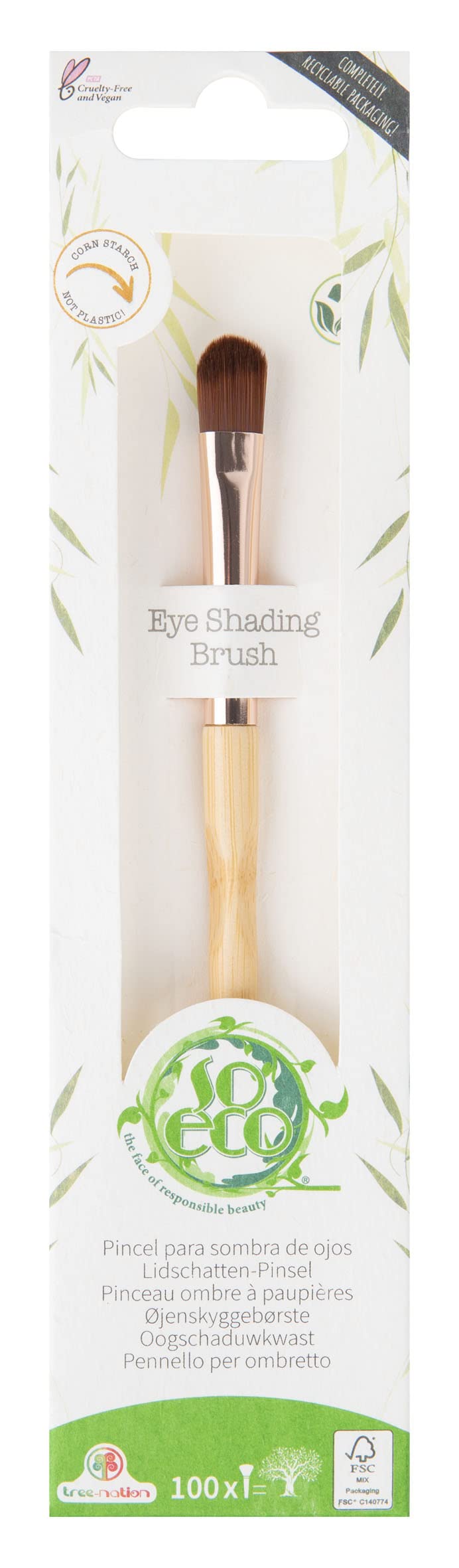 So Eco Eye Shading Brush - Vegan & Cruelty-Free Eyeshadow Brush, Soft Synthetic Bristles, Bamboo Handle & Plastic-Free Packaging With a Cornstarch Window