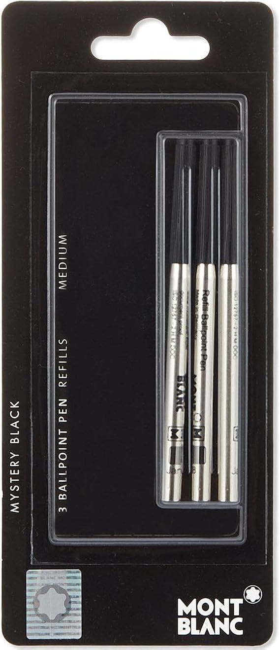 Mont Blanc Set of 3 Ballpoint Refill Medium Mystery Black Pen Refills