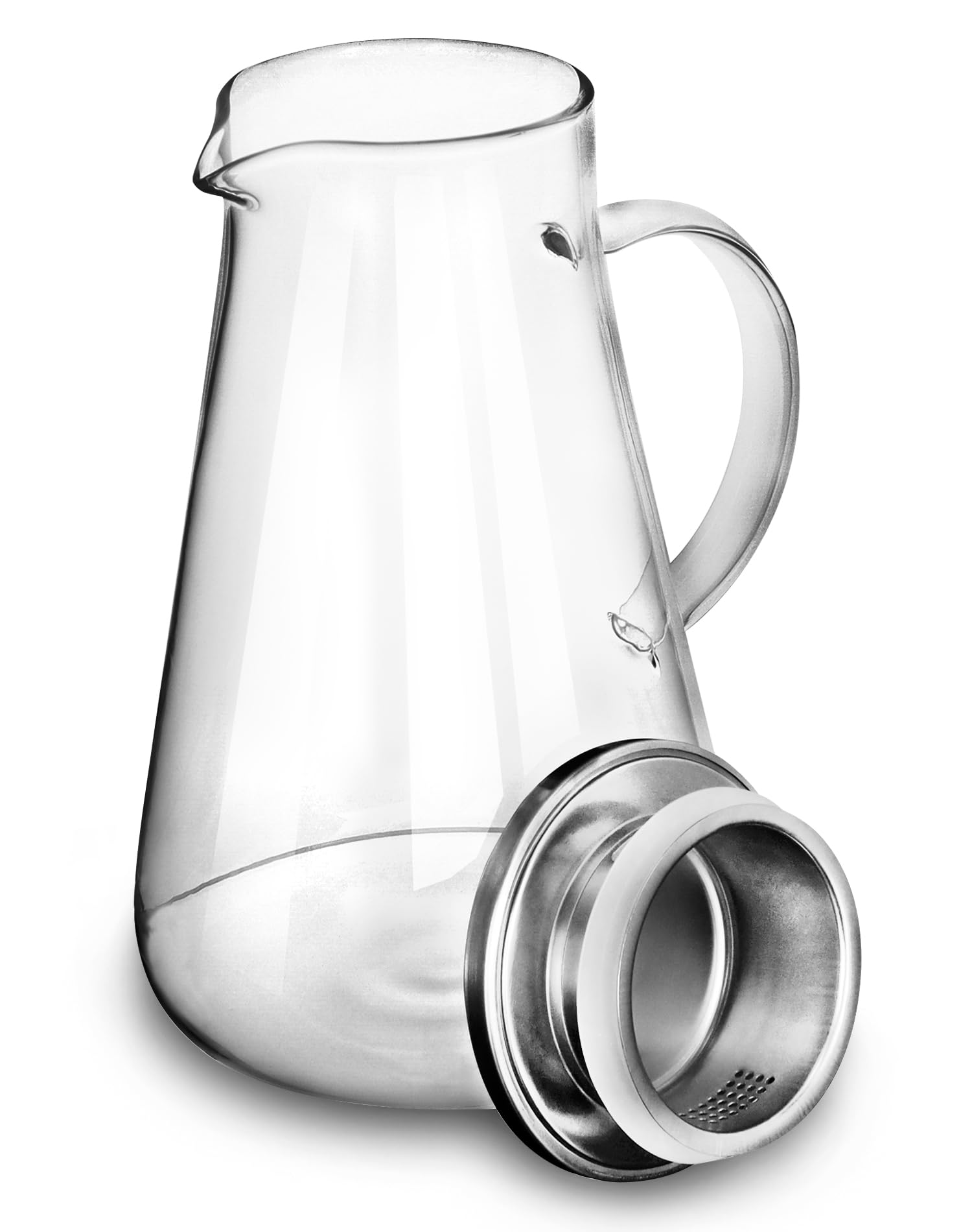QWORK® 2.0 Litre Glass Jug with Lid, Heat Resistant Borosilicate Glass Carafe, for Hot/Cold Water
