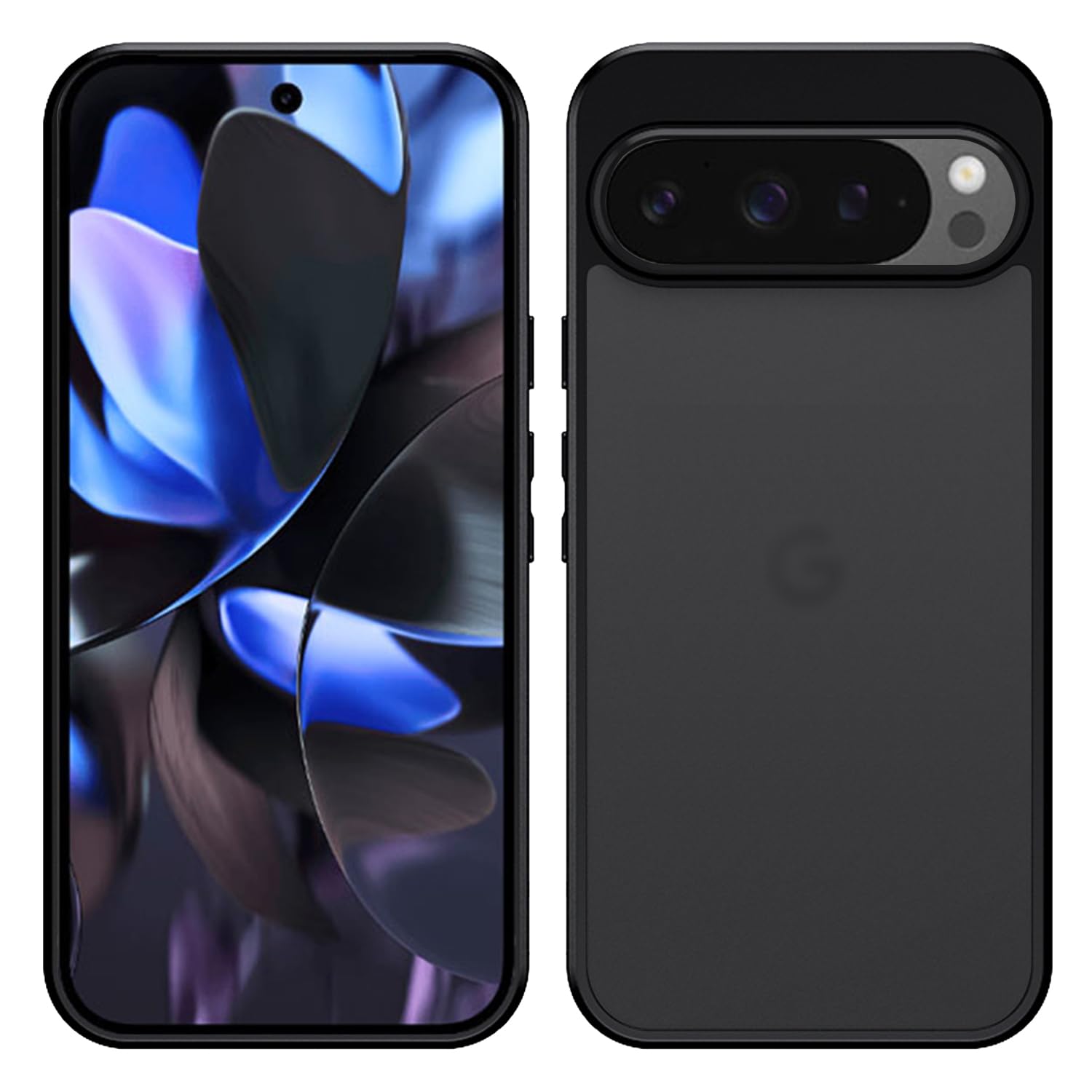 TENOC Phone Case for Google Pixel 9 Pro XL, Black Case Translucent Protective Bumper Matte Hard Back Cover for 6.8 Inch