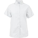 KNG Women’s White Button Down Short Sleeve Oxford Shirt