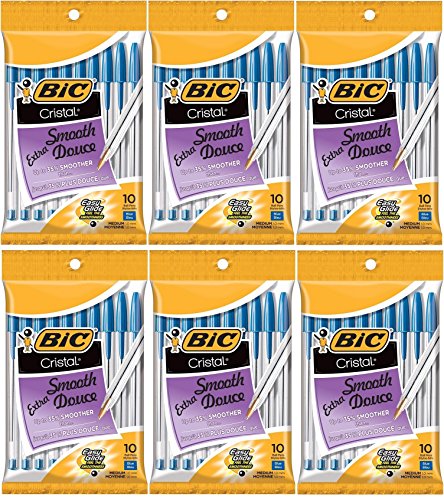 BIC Cristal Stic Ball Pen, Medium Point (1.0 mm), Blue, 60 Pens