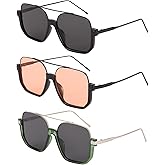 ANLIOTO 3 Pcs Retro Oversized Sunglasses for Women Men, Vintage 70s Square Shades Sun Glasses Oversized Trendy Trucker Driving Sunglasses