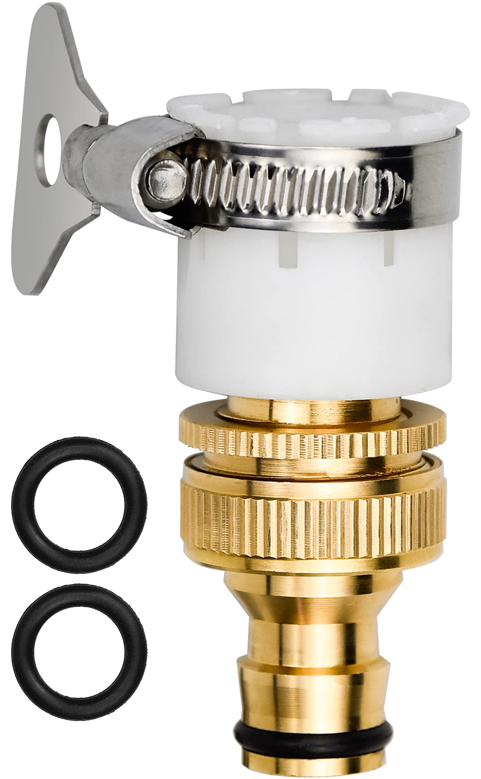 BOFUS Garden Hose Tap Connector,Brass Water Hose Fitting Connectors,Brass Threaded Faucet Adapter for Home Garden Faucet Accessories (1PCS)