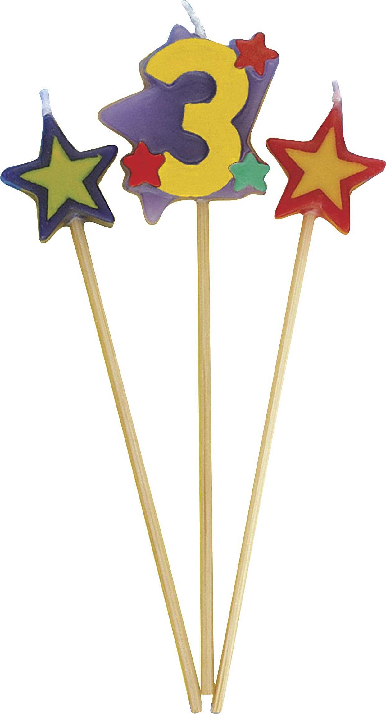 Unique Party 34043 - Number 3 Star Birthday Candles Set of 3
