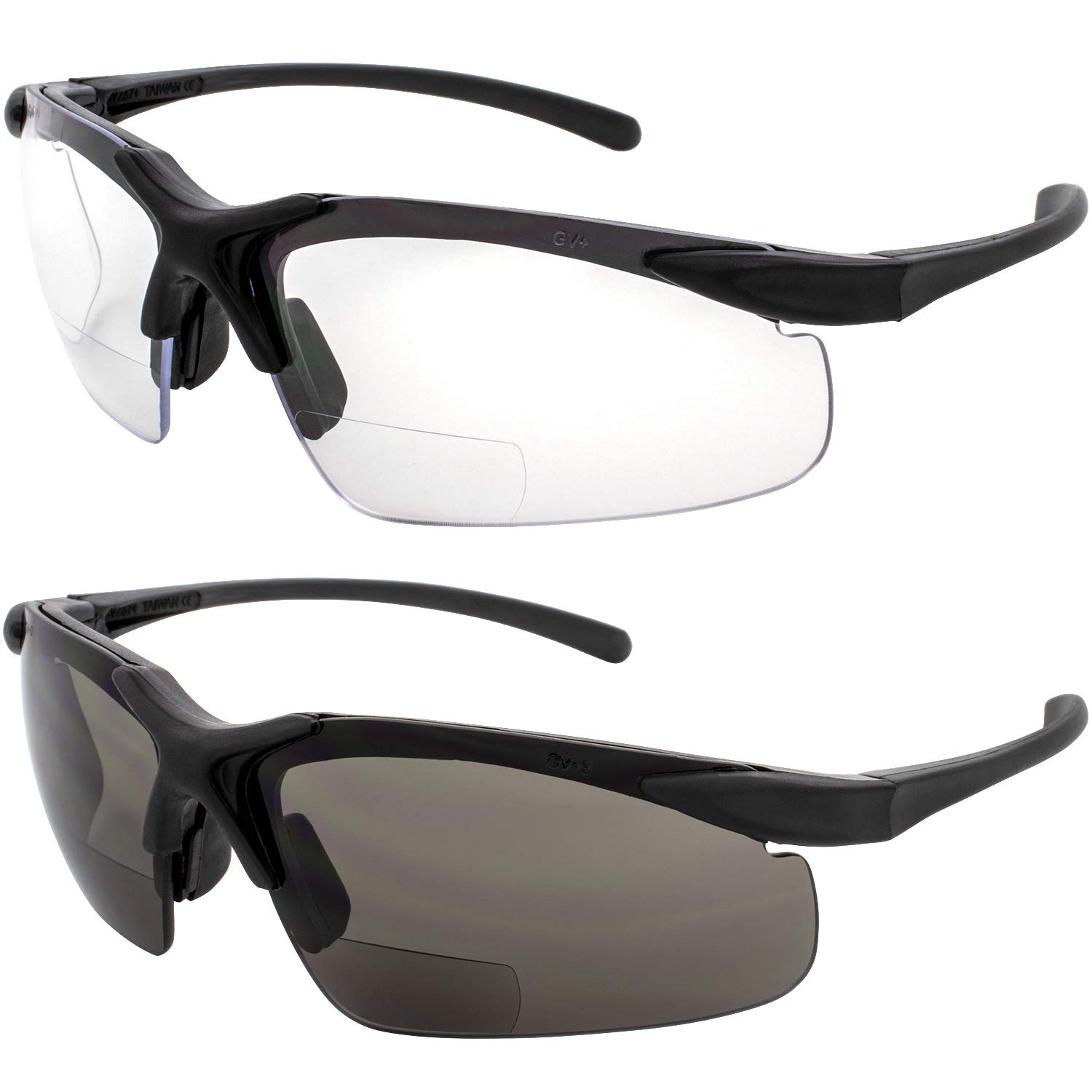 Global Vision Apex 2.5 Bifocal Safety Glasses 2 Pair Clear and Smoke Lenses