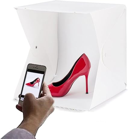 TOOGOO Caja de luz fotografica con Dos Tiras de Luces LED Fotografia Tienda de Disparos [13x13x12 Pulgadas] con Dos Fondos incluidos Caja de Kit de Estudio fotografico Plegable: Amazon.es: Electrónica