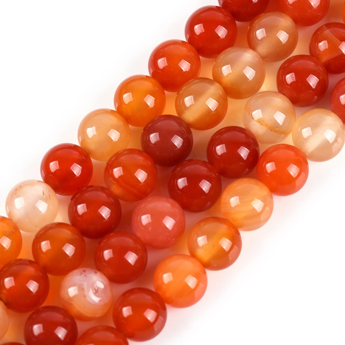 GEM-Inside Natural 8mm Red Carnelian Round Gemstone Semi Precious Loose Beads for Jewellery Making 15''
