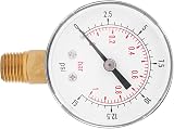 Hilitand Low Pressure Gauge 0-15psi 0-1bar 1/4 BSPT Bottom Mount Fuel Air Oil