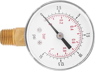 Hilitand Low Pressure Gauge 0-15psi 0-1bar 1/4 BSPT Bottom Mount Fuel Air Oil