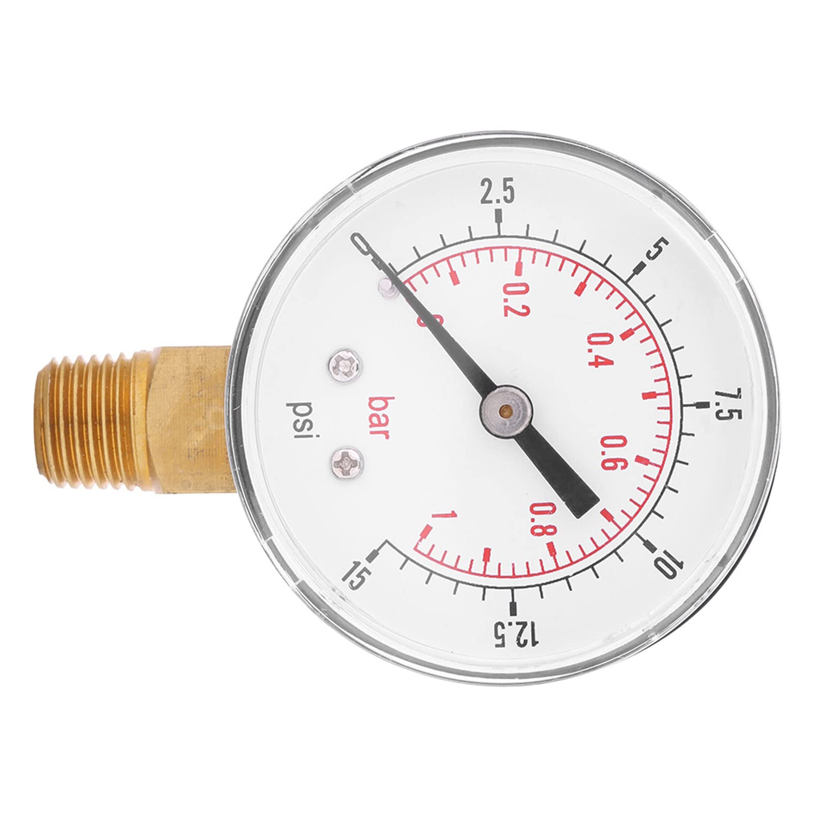 Hilitand Low Pressure Gauge, Utility Pressure Gauge For Fuel Air Oil Or Water 0-15psi/0-1bar BSPT Bottom Mount (0-1 bar/0-15psi 1/4 BSPT)