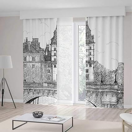 Amazon Com Iprint Paris Decor Room Decor Curtains View From