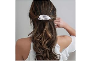 Allereyae Vintage Leaf Hair Clip Barrette - Silver Metal Alloy Minimalist Hair Accessory for Women