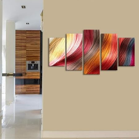 Yangwuju Canvas Poster Living Room Home Decor Hd Printed 5 Pieces Glamorous Colorful Hair Hd Painting Modular Pictures Wall Art Amazon Co Uk Kitchen Home