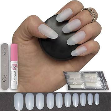 50 Pièces Ovale Long Ongles 10 Tailles Faux Ongles Longs Coque Intégrale Naturel Acrylique Opaque Faux Ongles Pour Les Salons De Vernis à Ongles Et