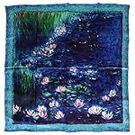 YSSP, Van Gogh and Claude Monets Paintings, Square Elegant Luxury Fashion 100 Silk Scarf Art