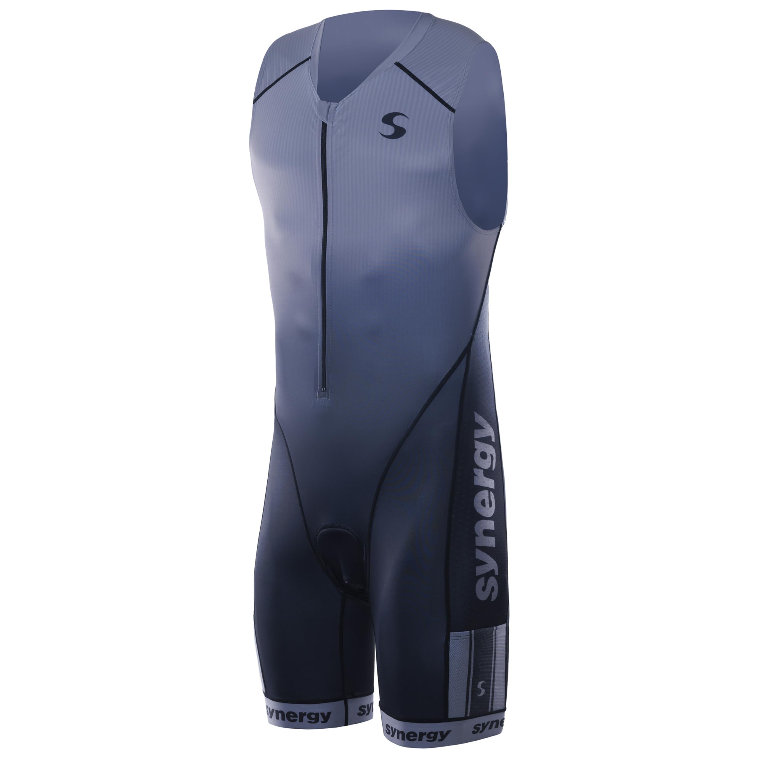 Synergy Triathlon Tri Suit - Men's Elite Sleeveless Trisuit (Smoke Gray, Small) Image