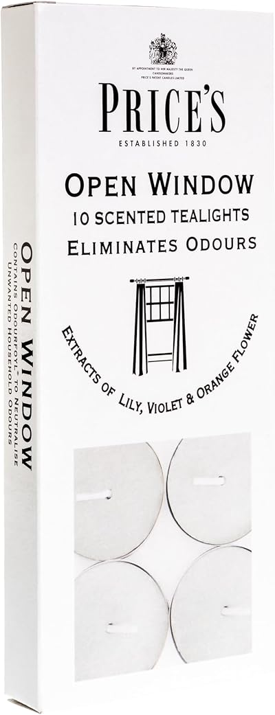 Price's Open Window Tealights Pack of 10 Odour Eliminating Lily Violet Orange