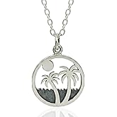 EnCharmed Palm Trees On Island Charm Necklace for Women, Sterling Silver Dainty Handmade Necklace, Tropical Vacation Pendant, Everyday Minimal Layering Jewelry, 18"