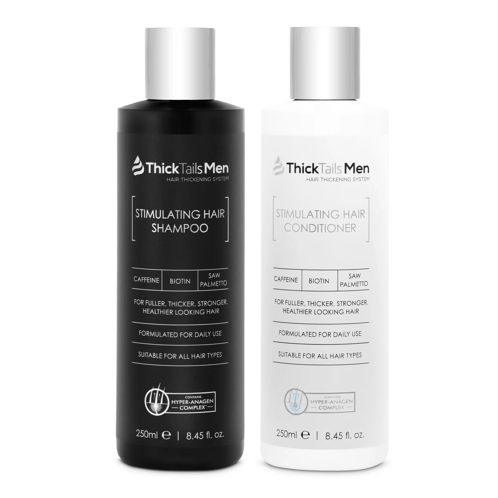 ThickTails Men’s Hair Growth Shampoo and Conditioner Set with Biotin, Caffeine and Saw Palmetto – Sulphate-Free Haircare for Fuller-Looking, Thicker-Looking Hair and a Healthy-Feeling Scalp