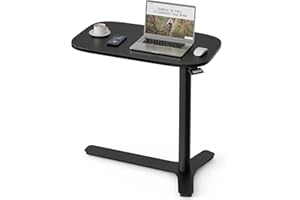 Muvai Overbed Desk Bedside Table with Wheels,Carpet-Mobile Rolling Couch Desk, Pneumatic Movable Standing Computer Table, Hospital Desks for Home Medical Use, Black 30" W x 17.7" D