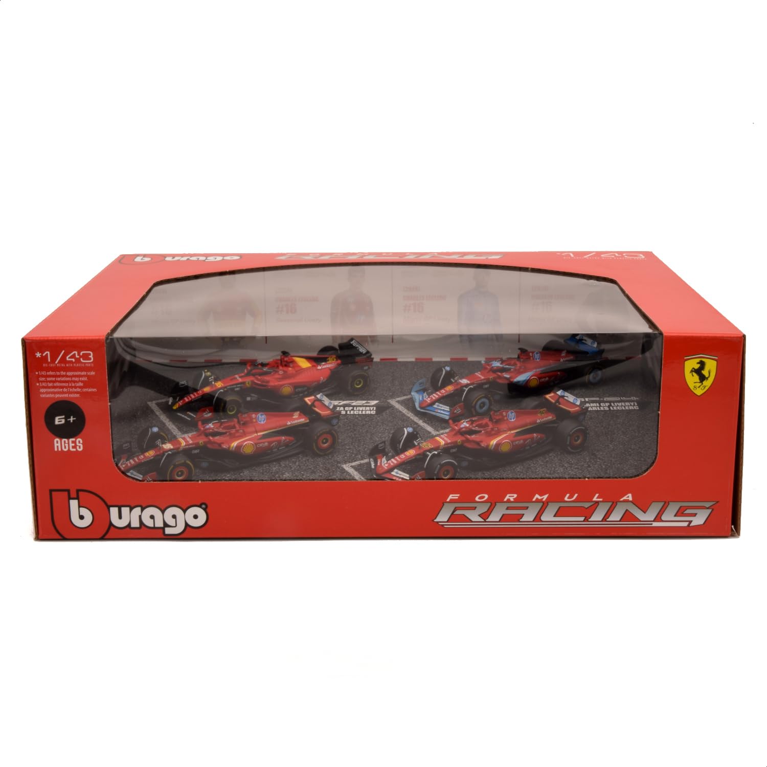 Bburago Formula 1 F1 Ferrari SF23 4-Pack - Leclerc - 1:43 Scale - Incredibly Detailed Die-Cast Collectible Replica Race Cars, Rot โ image 1