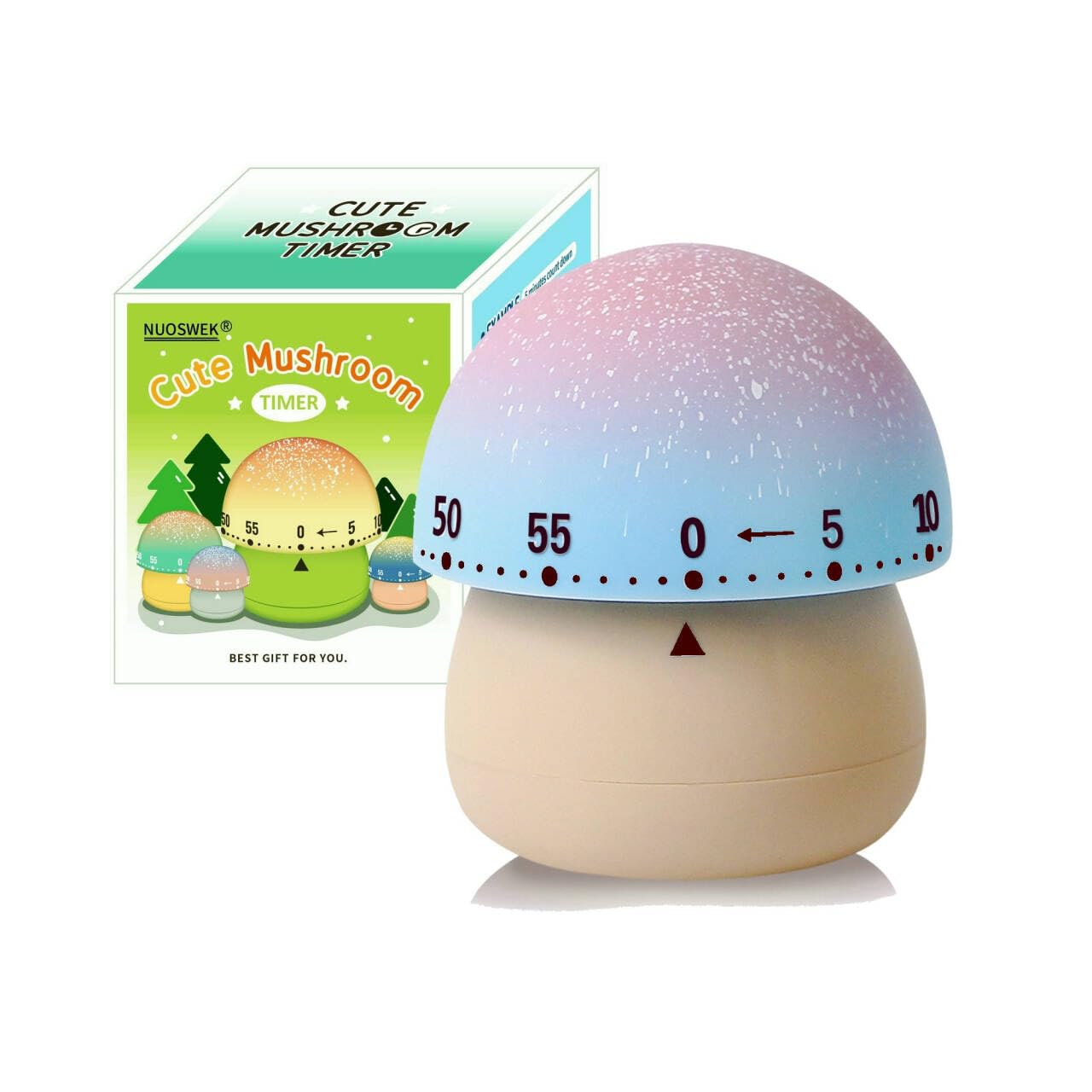 Photo 1 of NUOSWEK Mechanical Kitchen Timer, Cute Mushroom Timer for Kids, Wind Up 60 Minutes Manual Countdown Timer for Classroom, Home, Study and Cooking (Beige Base)