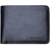 FLYHAWK Genuine Leather RFID Blocking Wallets Mens Biford Wallet (ONE SIZE, BLACK)