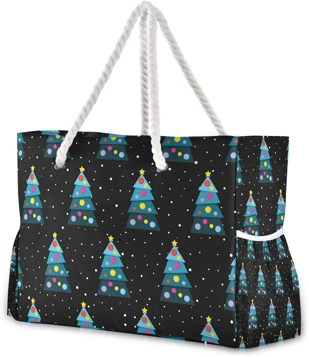 Amazon.com: Colorful Christmas Tree Extra Large Waterproof Beach Tote