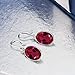 Gem Stone King 925 Sterling Silver Red Created Ruby Dangle Earrings For Women 10.00 Cttw Oval Shape 14X10MM