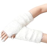 Yolyoo Winter Arm Warmers Women Kawaii Fuzzy Fingerless Gloves Y2k Fluffy Arm Warmers with Thumb Hole for Winter Accessories